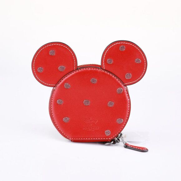 NEW Coach Mickey Mouse EAR Coin Case Wallet Red - Picture 4 of 7